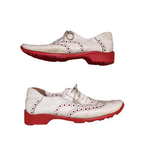 Sesto‎ Meucci Golf By Sherry Spikeless Shoes Size 7M White Leather Wing Tip